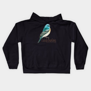 Bird - Lazuli Bunting - birdwatching Kids Hoodie